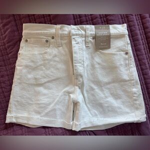Madewell High-Waisted White Denim Shorts